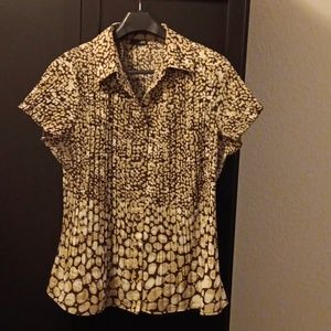 EAST 5th Women's Brown Button Up Short Sleeve